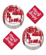 Live It Up! Party Supplies Red Plaid Christmas Holiday Woodland Deer Pap... - £10.58 GBP
