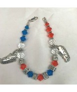 GATORS BLUE ORANGE SWAROVSKI CRYSTAL BEADS LETTER CHARM BRACELET - $14.85