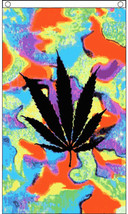 Tie Dye Marijuana Leaf Flag 3x5ft 420 Mj flag Tie Dye Hippy Pot Weed Flag - £13.01 GBP