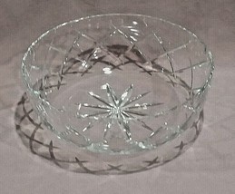 Rare Webb England 9&quot; Crystal Decorative Bowl Cris-Cross Pattern ~ 12 Poi... - £39.05 GBP