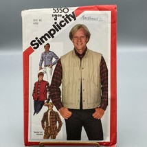 UNCUT Vintage Sewing PATTERN Simplicity 5350, Mens 1981 Shirt and Quilted Vest - £13.95 GBP