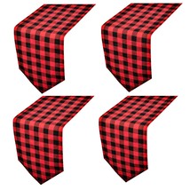 4 Pack Buffalo Check Table Runners Red And Black Plaid Table Runner For ... - £26.61 GBP