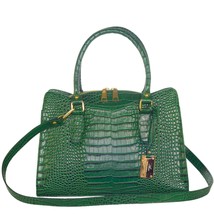 AURA Italian Made Genuine Green Patent Croc Embossed Leather Tote Handbag - £313.31 GBP