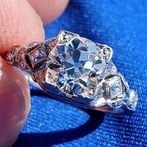 Earth mined Diamond Deco Engagement Ring 1.53 carat Antique Platinum Solitaire - $19,236.75 CAD