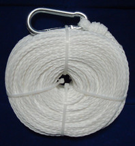 White Hollow Braided 3/8&quot; x 100&#39; HQ Marine Boat Dock ANCHOR LINE w/ Spri... - $21.37