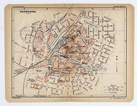 1926 Original Vintage City Map Of Narbonne LANGUEDOC-ROUSSILLON / France - £15.21 GBP