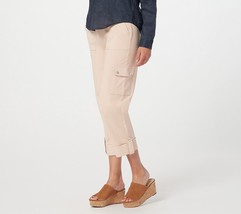 Susan Graver Premium Stretch Crop Pants Crisp Khaki, X-Large - £27.65 GBP