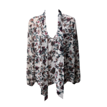 Bp Womens Blouse Multicolor Floral Long Sleeve Scoop Neck Elastic Cuff M - £11.19 GBP
