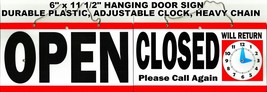 OPEN and CLOSED Chain hAnGiNg SIGN with Adjustable CLOCK Will Return doo... - $23.10