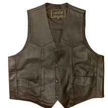 ATL Leather Motorcycle Vest Black Size 52 Snap Front pockets lined - £19.50 GBP