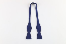 Vintage 30s 40s Rockabilly Silk Bow Tie Wedding Neck Tie Blue Adjustable - £31.11 GBP
