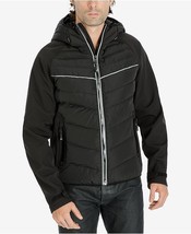 New NWT L Mens Coat Michael Kors Reflective Down Jacket Black Rain Wind Hood War - $297.00