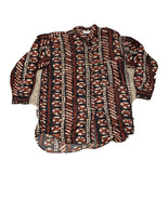 Vintage 80s Colorful Tribal Long Sleeve Jane Ashley BLOUSE Medium 100% S... - $444.69 MXN