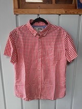 Urban Pipeline Men&#39;s Button Down Shirt L Short Sleeve White Red Plaid Checks - £11.76 GBP