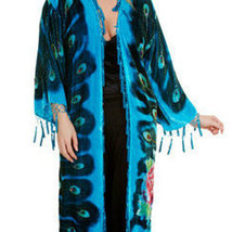 Turquoise Teal Blues Mucha Peacock Vintage Style Velvet ArtDeco Bohemian DeLuxe  - £235.98 GBP