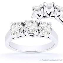 Forever ONE D-E-F Round Cut Moissanite 3-Stone Engagement Ring in 14k White Gold - £655.85 GBP+