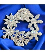 Vintage Kenneth Cole KC Snowflake winter Brooch Pin iridescent AB rhines... - £23.95 GBP