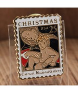 Christmas USA 25 Cents Postage Stamp Lapel Pin Carracci National Gallery... - $17.83