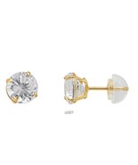 10K Gold Gemstone Earrings White Sapphire And Gold - £30.27 GBP