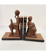 Vintage Dark Wood Hand Carved Bookends Don Quixote and Sancho From Spain... - £35.56 GBP