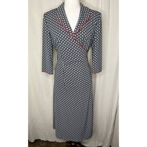 1980s Leslie Fay Red Black Moroccan Hourglass Squiggle Old Money Wrap Dr... - $32.00