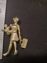 Vintage AJC Modern Working Woman Mother VIP Executive Pin Brooch Gold Tone - £3.79 GBP