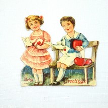 Vintage Valentine Die Cut Stand Up Victorian Girl Boy Germany 1920-30s UNSIGNED - £11.98 GBP