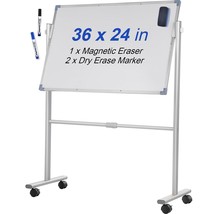VEVOR Mobile Magnetic Whiteboard, 36 x 24 Inch, Double Sided, 360 Degree Reversi - $2,529.41 MXN