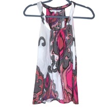 Trina Turk Women&#39;s Silk Blouse Sleeveless Pink Gray White Circle Print S... - £20.54 GBP