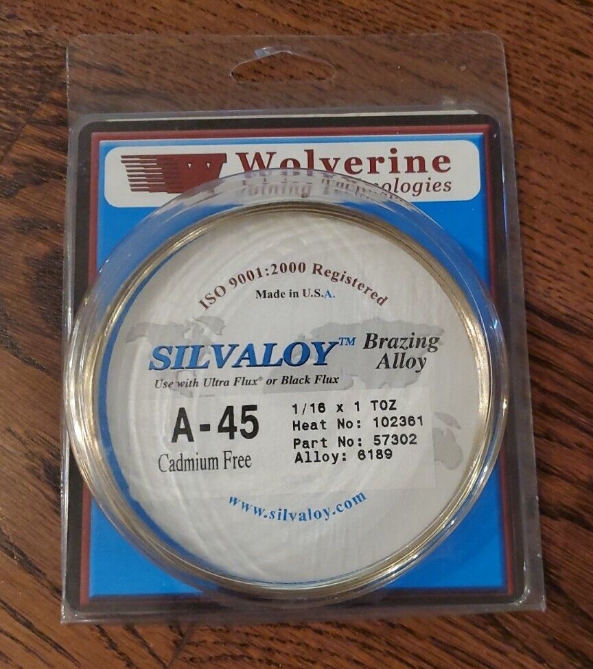 Wolverine A45 Silvaloy Brazing Alloy 1/16 x 1TOZ Brand New! - £52.52 GBP
