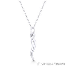 Tiny Italian Horn Corno Evil Eye Luck Pendant &amp; Necklace in 925 Sterling... - $16.82+