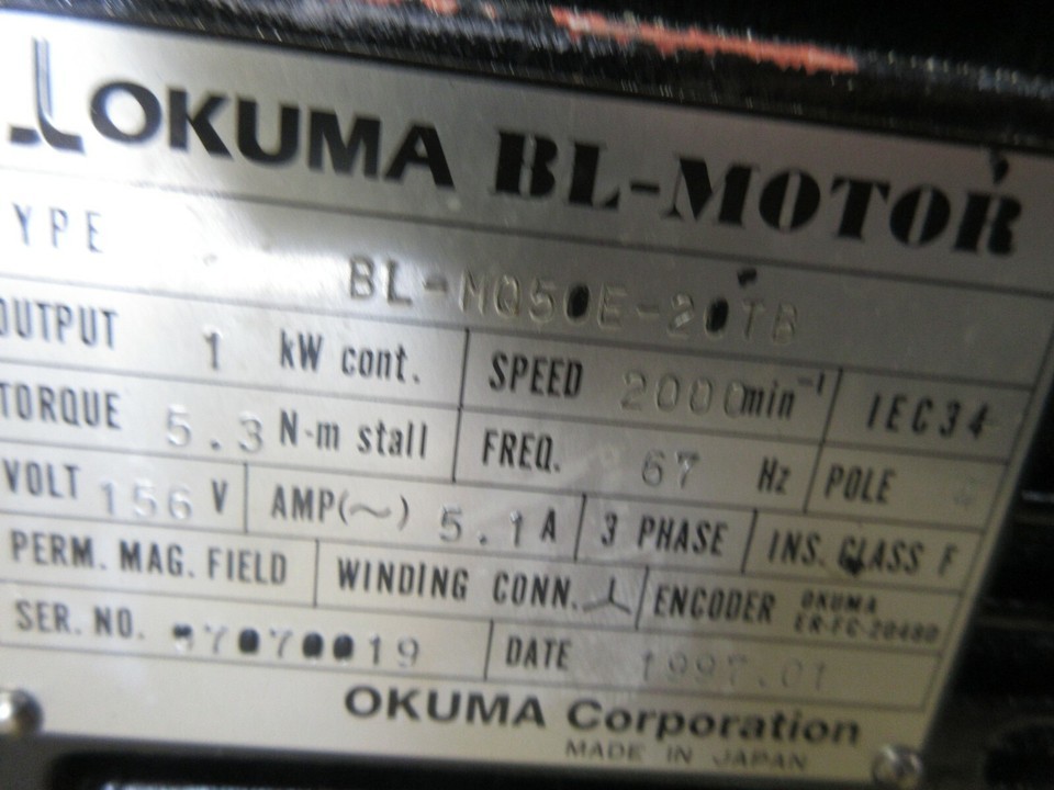 SPECIAL PRICE OKUMA BL-MOTOR BL-MQ50E-20TB 1997.01 ER-FC-2048D Item image 5