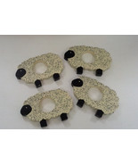 Set of 4 wood white with black speckles painted sheep napkin holders cou... - $27.07 CAD