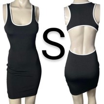 Black &amp; White Trim Cut Out Open Back Stretch Fashion Bodycon Mini Dress~Size S - £21.54 GBP