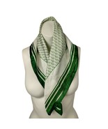 Avon Womens Vintage Sportif Square Scarf Green and White Acetate Made In... - £11.47 GBP