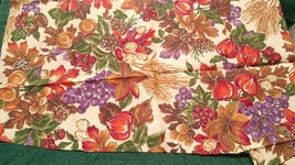 Fabric Red Rooster Fall Harvest Purple Grapes Raspberries Pine Cones Whe... - $1.95