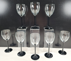 (8) Luminarc Domino Signature Black Claret Wine Glasses Set Cristal France Lot - £61.75 GBP