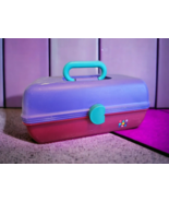 Vintage 1990s Caboodles Makeup Organizer Case Caddy Turquoise Purple Pin... - $49.60 CAD