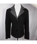 Vintage Chaiken Black + Gray Faux Fleece Trim Pockets Jacket Coat Size 6... - £53.86 GBP