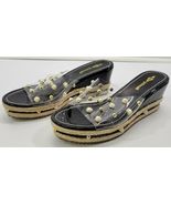 IJ) Women Oli Jolimall Slide Wedge Heel Clear/Black Vinyl Patent 10 - $24.74