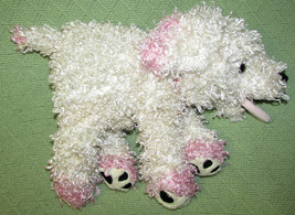 FANCY NANCY FRENCHY POODLE STUFFED ANIMAL DOG 14&quot; CURLY IVORY PLUSH TOY ... - £11.04 GBP