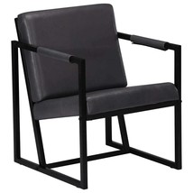 vidaXL Grey Leather Armchair, Single Steel Frame Chair for Living Room - $4,028.25 MXN
