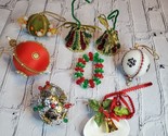 Vintage Push Pin Handmade Christmas Ornaments Lot of 8  Sequin Sequin Sh... - $19.75