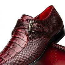 Toluca genuine crocodile and lizard dress monk strap Wine image 3