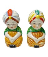 Vintage Hand Painted Sultan Couple Porcelain 3&quot; Salt &amp; Pepper Set Occupi... - $15.90