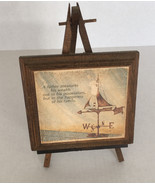 Vintage A father measures his wealth small wood decorative plaque easel - $27.08 CAD