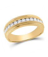 Authenticity Guarantee 
14kt Yellow Gold Mens Round Diamond Wedding Sing... - £1,172.80 GBP
