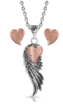 Montana Silversmith Rose Gold Heart Strings Feather Jewelry Set - £70.79 GBP
