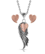 Montana Silversmith Rose Gold Heart Strings Feather Jewelry Set - £71.10 GBP