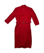 Ivy Blue V Neck Belted Long Sleeve Red Dress Size 6 - £15.85 GBP